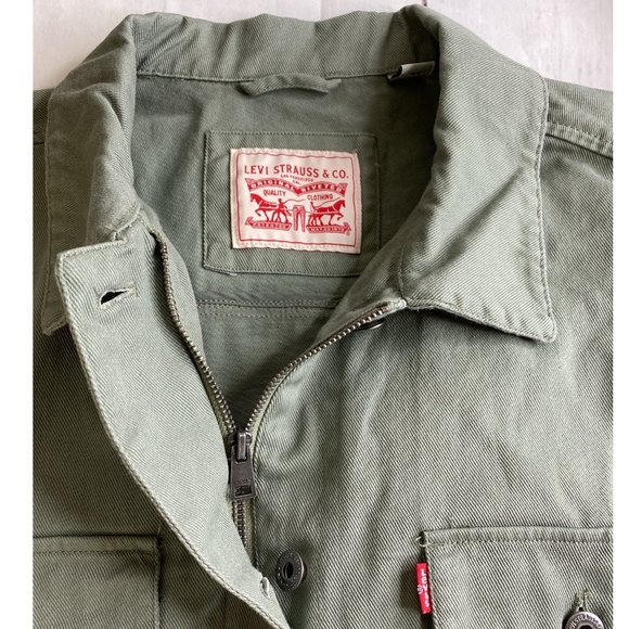 Levi's Trendy Plus Size Cropped Cotton Utility Jacket Army Green Size 3X NWT - Picture 5 of 12